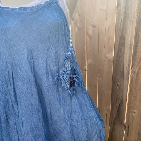 Italian Two Pieces Long Cotton Raw Moda Dress denim blue NWT - Picture 5 of 16